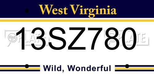 13SZ780 West Virginia License Plate