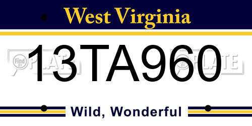 13TA960 West Virginia License Plate