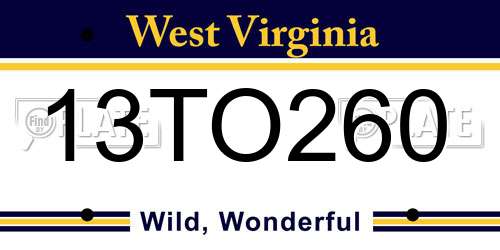 13TO260 West Virginia License Plate