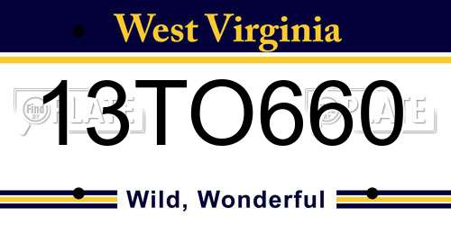 13TO660 West Virginia License Plate