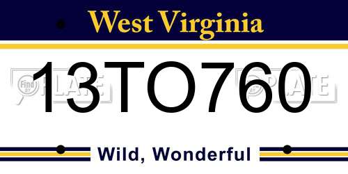 13TO760 West Virginia License Plate