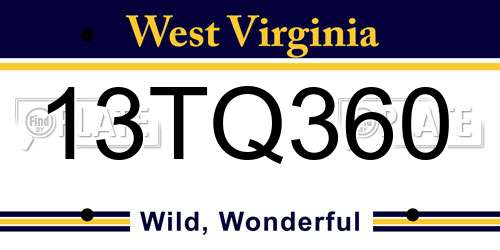 13TQ360 West Virginia License Plate