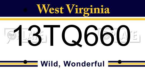 13TQ660 West Virginia License Plate
