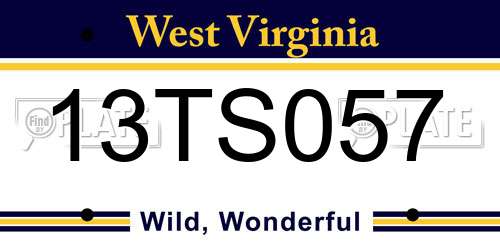 13TS057 West Virginia License Plate
