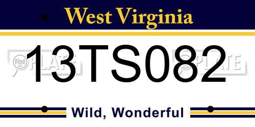 13TS082 West Virginia License Plate