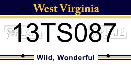 13TS087 West Virginia License Plate