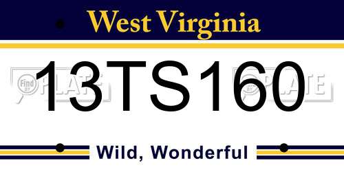 13TS160 West Virginia License Plate
