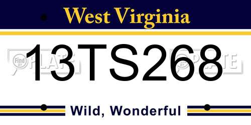 13TS268 West Virginia License Plate