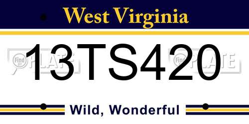 13TS420 West Virginia License Plate