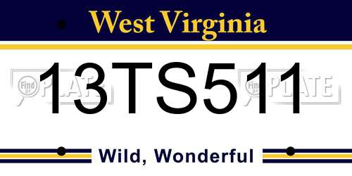 13TS511 West Virginia License Plate