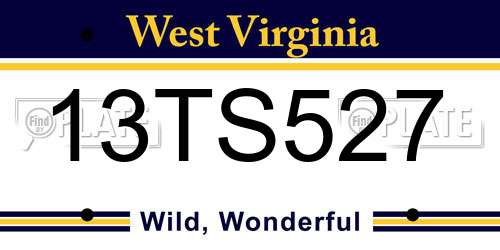 13TS527 West Virginia License Plate