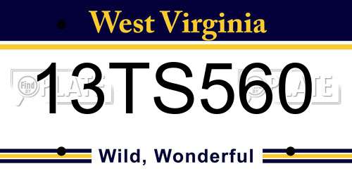 13TS560 West Virginia License Plate