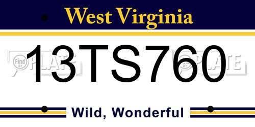 13TS760 West Virginia License Plate