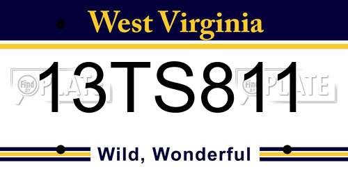 13TS811 West Virginia License Plate