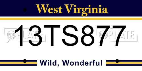 13TS877 West Virginia License Plate