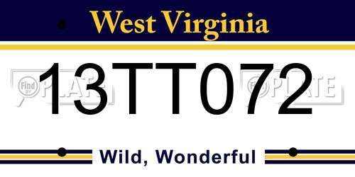 13TT072 West Virginia License Plate