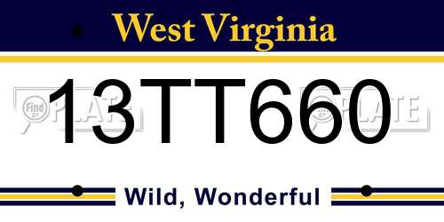 13TT660 West Virginia License Plate
