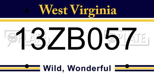 13ZB057 West Virginia License Plate