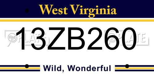 13ZB260 West Virginia License Plate