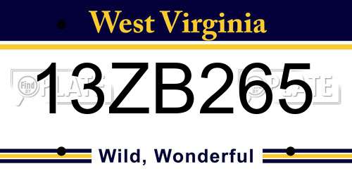 13ZB265 West Virginia License Plate