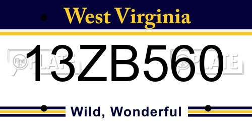 13ZB560 West Virginia License Plate