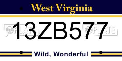 13ZB577 West Virginia License Plate