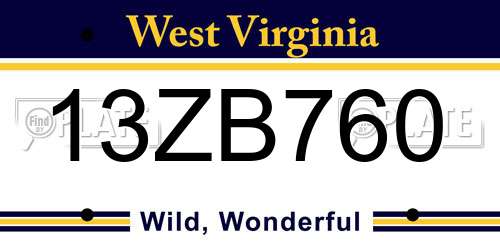 13ZB760 West Virginia License Plate