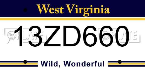 13ZD660 West Virginia License Plate