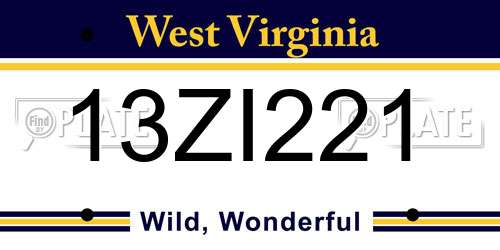 13ZI221 West Virginia License Plate