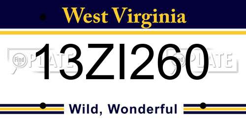 13ZI260 West Virginia License Plate