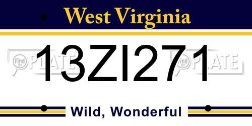 13ZI271 West Virginia License Plate