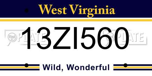13ZI560 West Virginia License Plate