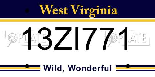 13ZI771 West Virginia License Plate