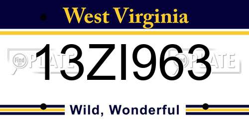 13ZI963 West Virginia License Plate