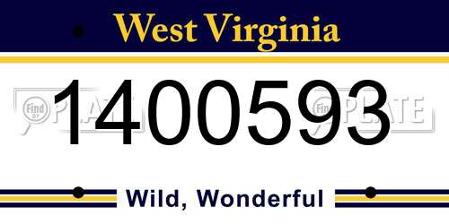 1400593 West Virginia License Plate