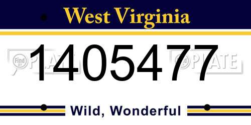 1405477 West Virginia License Plate