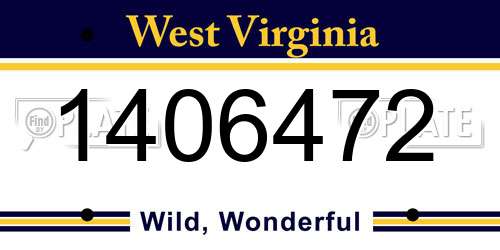 1406472 West Virginia License Plate