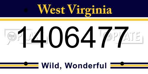 1406477 West Virginia License Plate