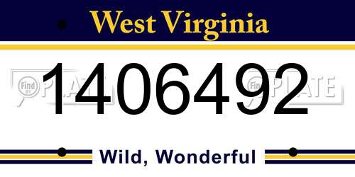 1406492 West Virginia License Plate