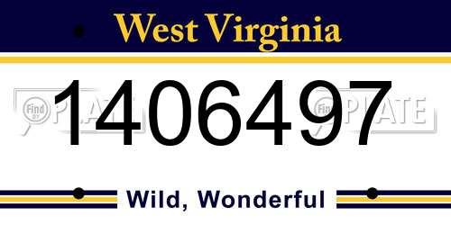 1406497 West Virginia License Plate