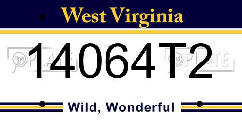 14064T2 West Virginia License Plate