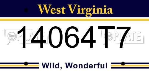 14064T7 West Virginia License Plate
