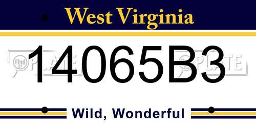 14065B3 West Virginia License Plate