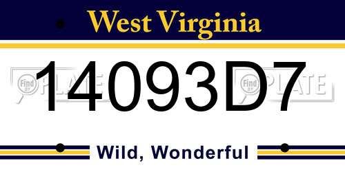 14093D7 West Virginia License Plate