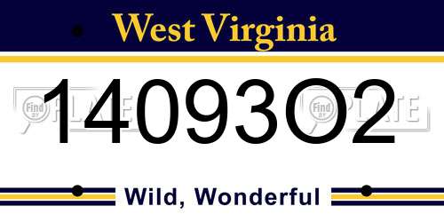 14093O2 West Virginia License Plate