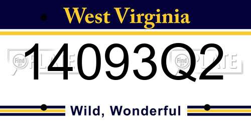 14093Q2 West Virginia License Plate