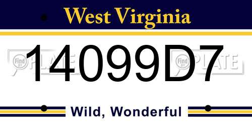 14099D7 West Virginia License Plate
