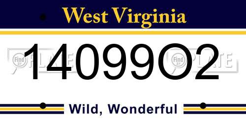 14099O2 West Virginia License Plate