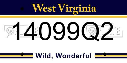 14099Q2 West Virginia License Plate
