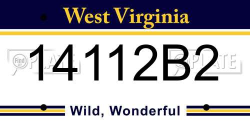 14112B2 West Virginia License Plate